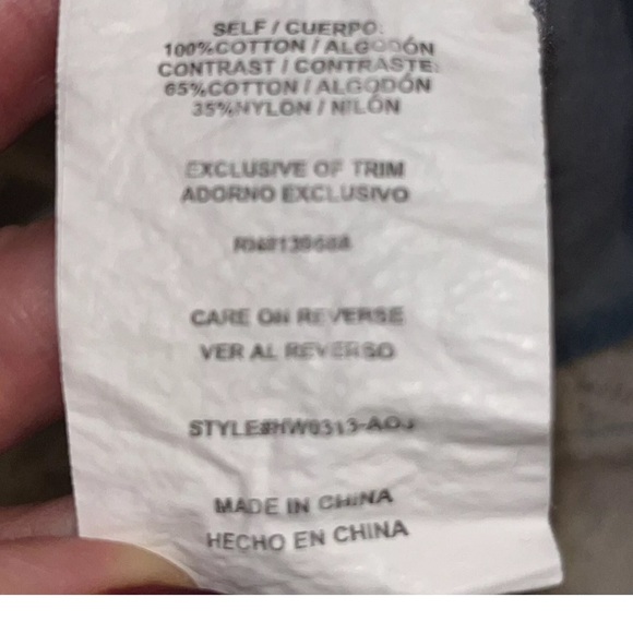 XL hint of mint BLUE Jean shirt white LACE BACK Chambray Oversized button up XL - Picture 5 of 12